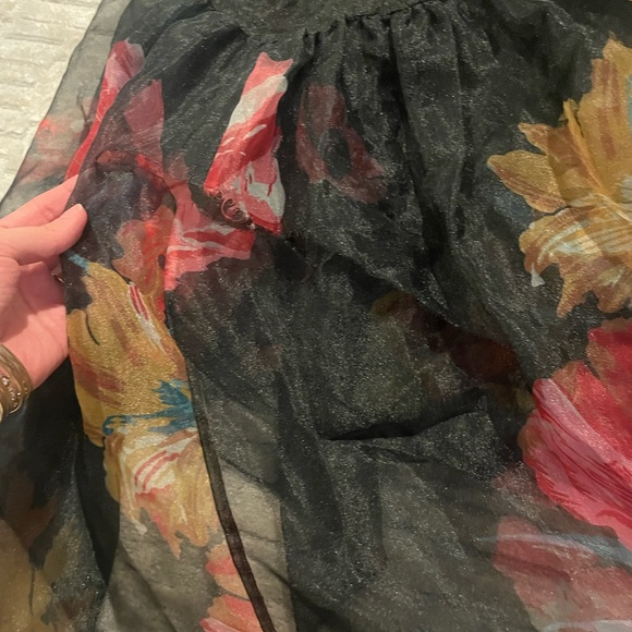 STAUD CALLUNA DRESS first bloom night black floral maxi sheer gown size S - Picture 9 of 10